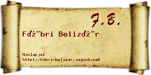 Fábri Belizár névjegykártya